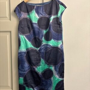 Boden Limited Edition Shift Dress Womens‎ 6 Silk Blend Circle Print Cap Sleeve